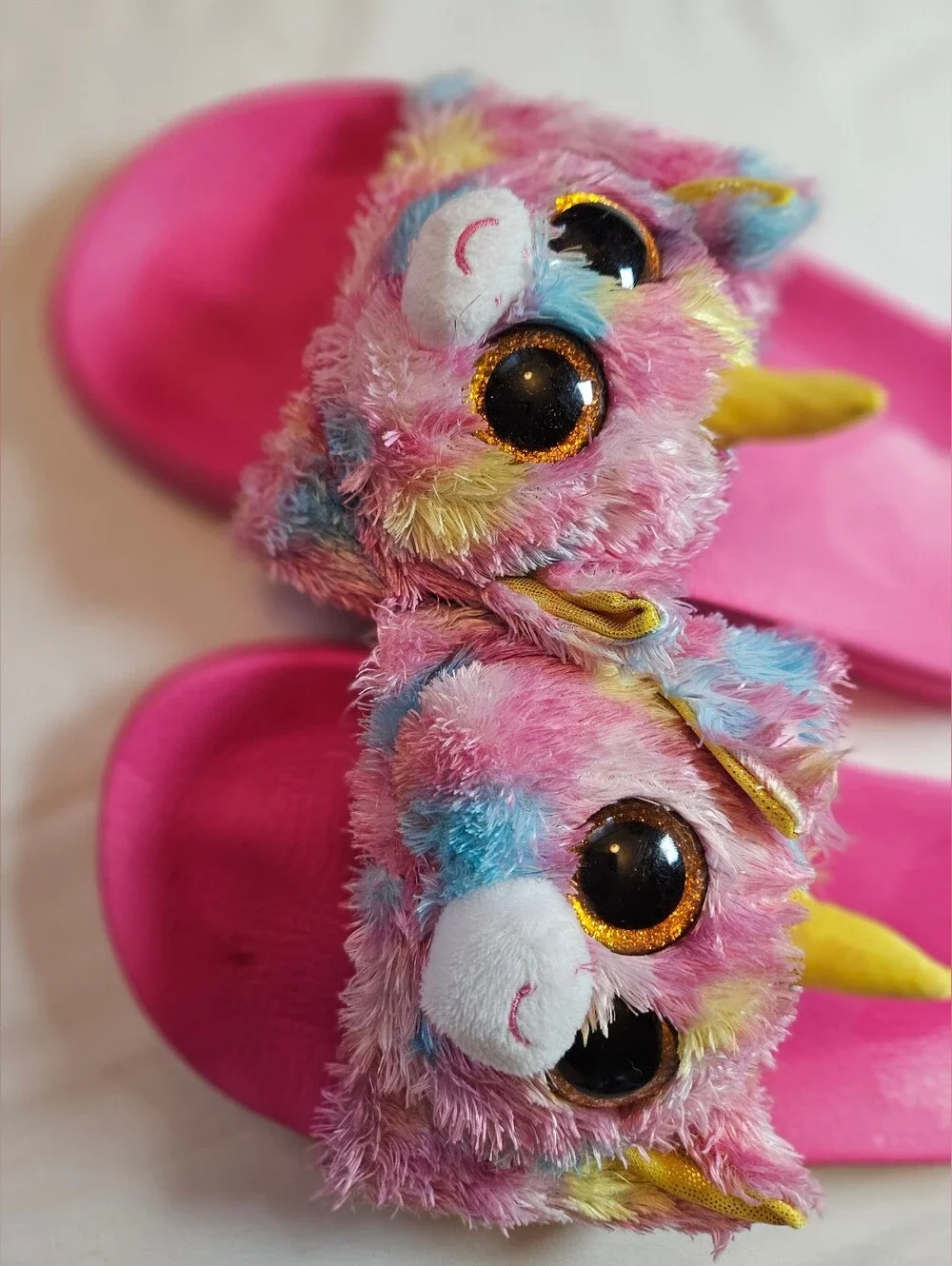 Ty Girls Pink Fantasia Unicorn Plush Fashion Pool Slide Sandal Size 4/5